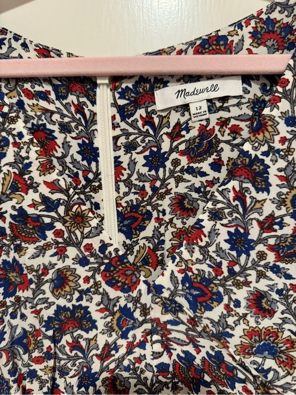 Madewell Floral Maxi Dress in Red, Blue and Cream - Picture 3 of 7